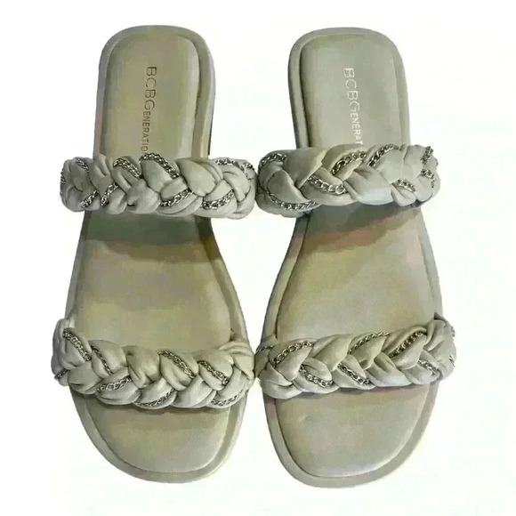 BCBGeneration Tanya Criss Cross Double Band Slide Sandal Size 8​ - Picture 1 of 6